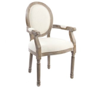 Silla Comedor Medallón de Madera y Poliéster Beige Sea Side