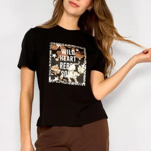 Polera Estampada Jesús Negro