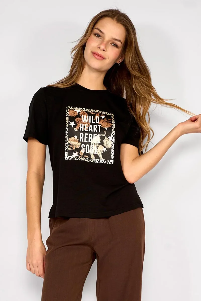 Polera Estampada Jesús Negro