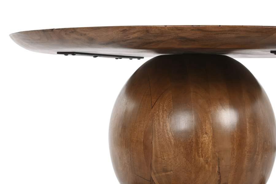 Mesa de Centro Redonda de Madera de Acacia Tono Oscuro - Imagen 4