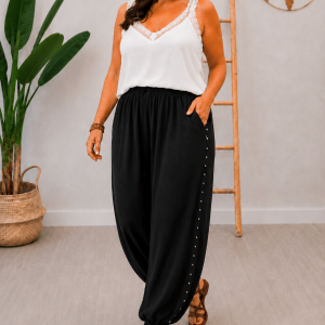 Pantalon Bombacho Tachas Negro