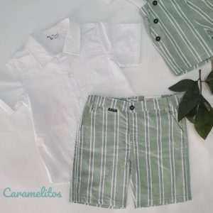 Conjunto niño camisa blanca y bermuda rayas – Babybol