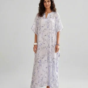 Kaftan seda natural estampado bambú