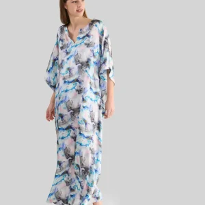 Kaftan verano de seda estampado mármol