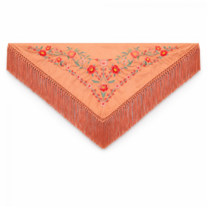 Mantón Edición Premium Sevilla. Coral. Flecos Artesanales (75×75)