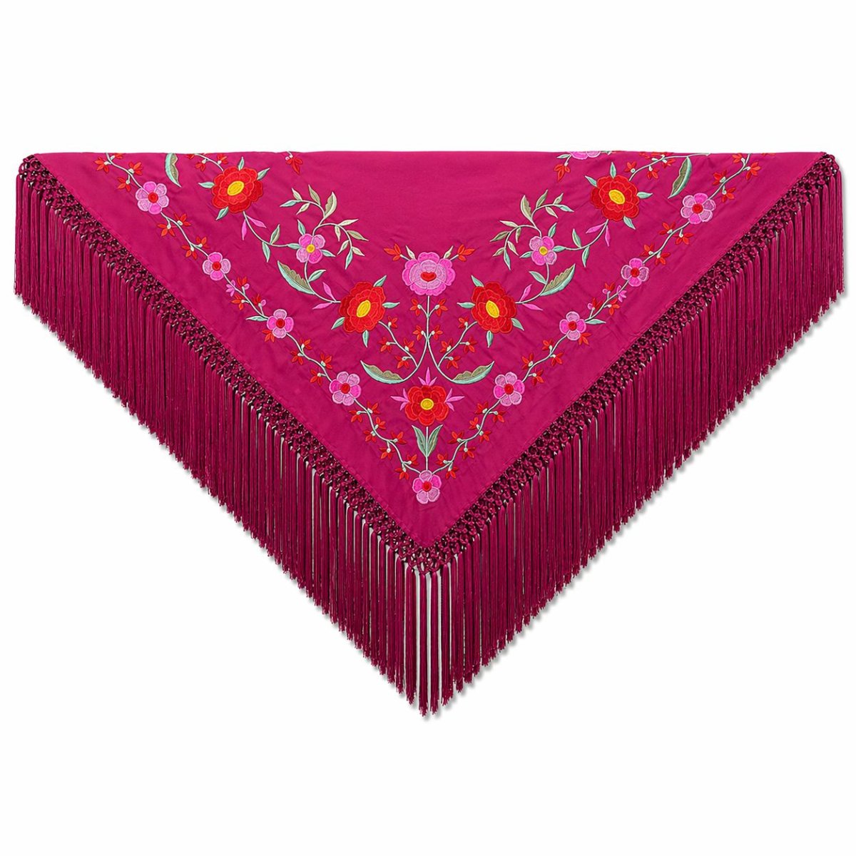 Mantón Edición Premium Sevilla. Buganvilla y Rosa. Flecos Artesanales (75×75) - Imagen 2