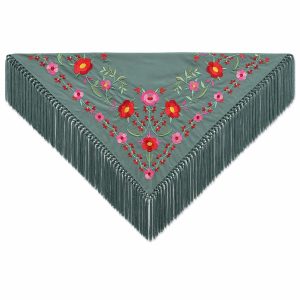 Mantón Edición Premium Sevilla. Jabón y Rosa. Flecos Artesanales (75×75)