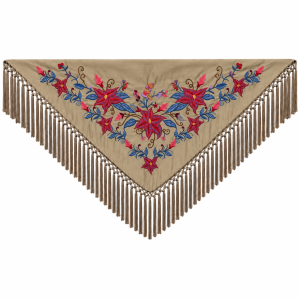 Mantoncillo Flamenca Mini Beig – Bordado Hoja Azul