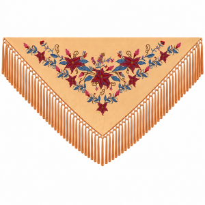 Mantoncillo Flamenco Mini Coral Pálido – Bordado Hoja Azul