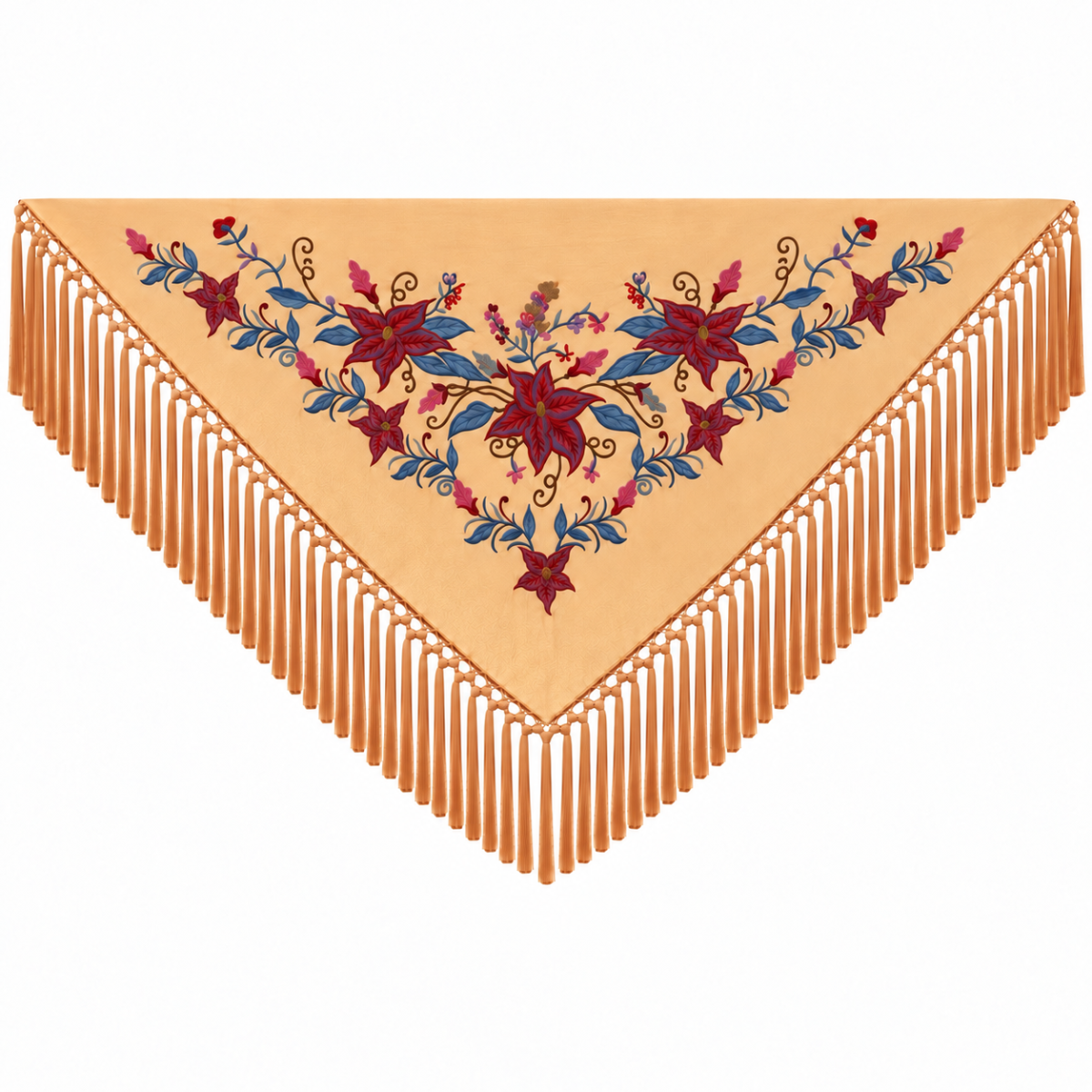 Mantoncillo Flamenco Mini Coral Pálido – Bordado Hoja Azul