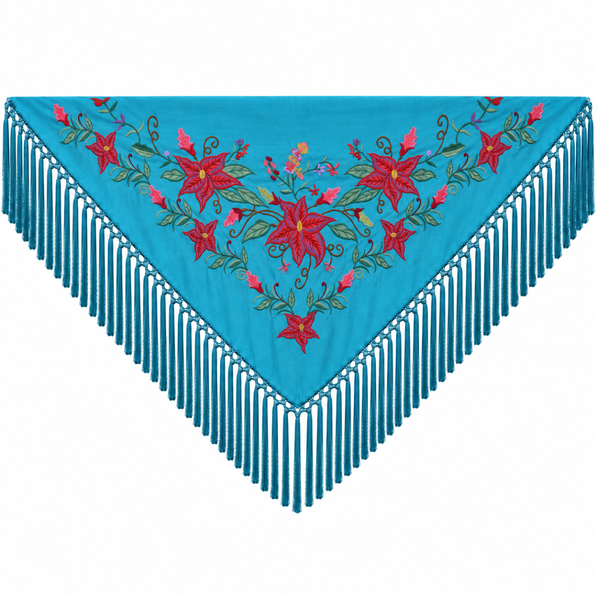 Mantoncillo Flamenca Mini Turquesa– Bordado Hoja Verde