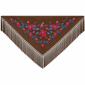 Mantoncillo Flamenca Mini Chocolate – Bordado  Hoja Azul