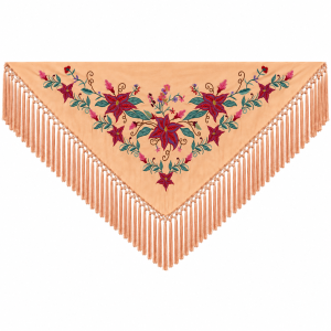Mantoncillo Flamenco Mini Coral Pálido – Bordado Hoja Verde