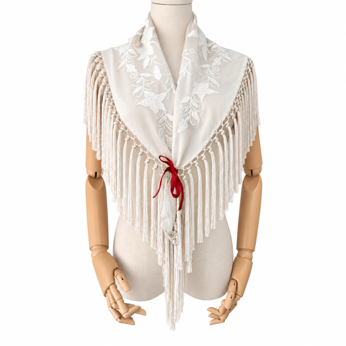 Mantoncillo Flamenco Mini Crudo – Bordado a Tono - Imagen 3