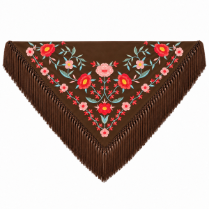 Mantón Edición Premium Sevilla Chocolate y Coral