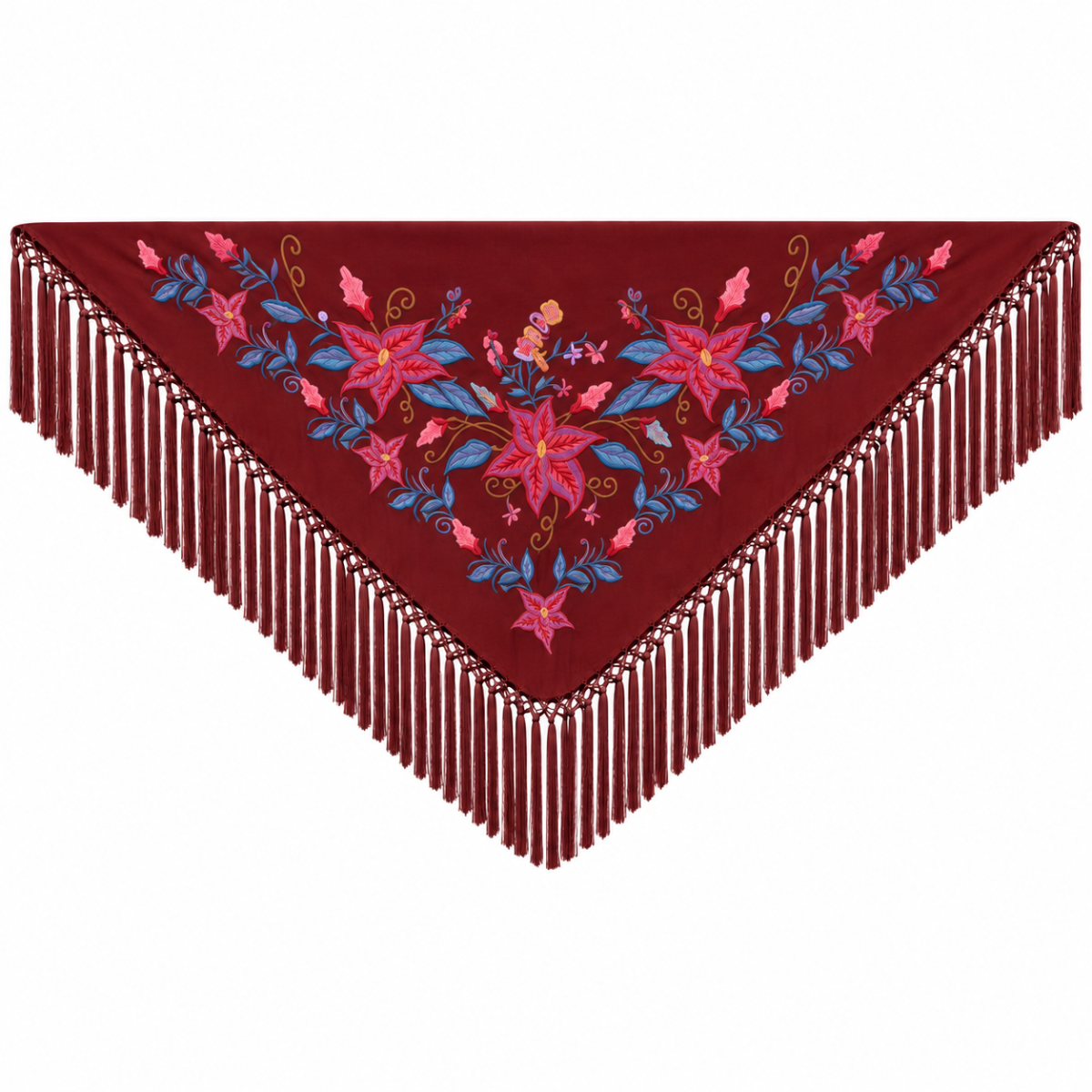 Mantoncillo Flamenco Mini Teja Bordado – Hoja Azul - Imagen 2