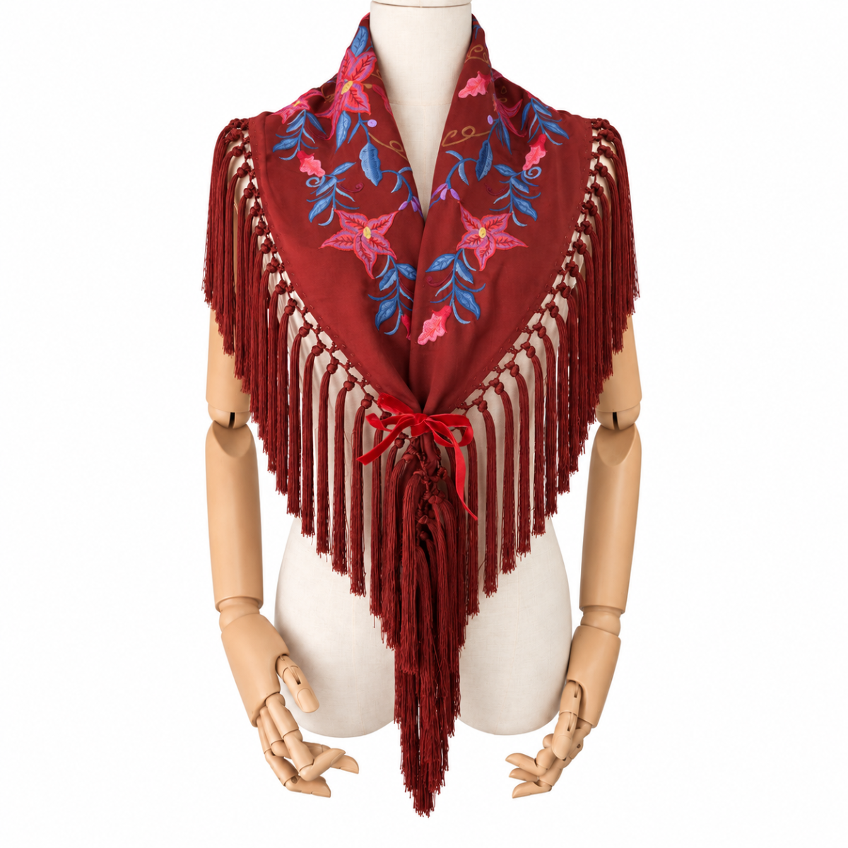 Mantoncillo Flamenco Mini Teja Bordado – Hoja Azul - Imagen 3