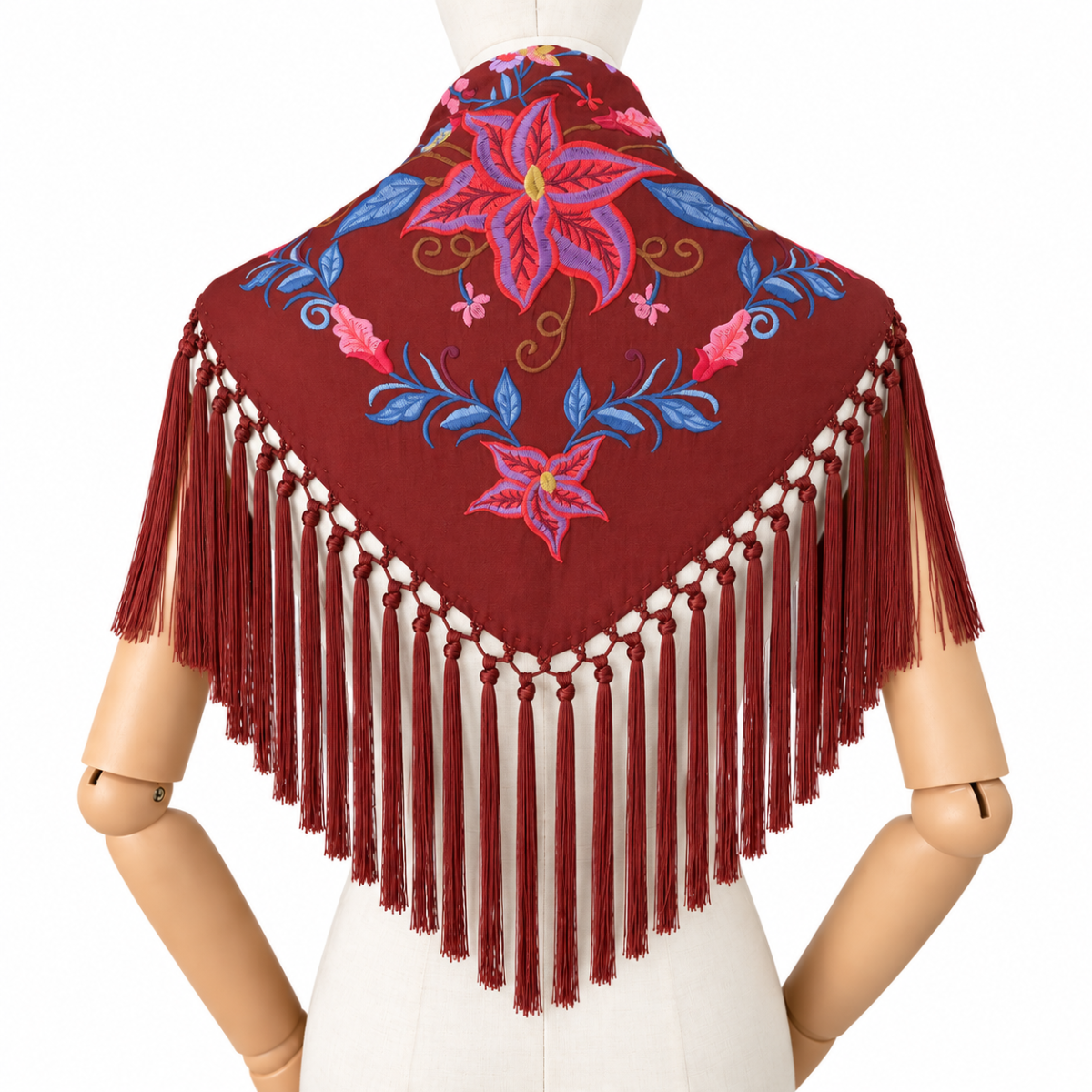 Mantoncillo Flamenco Mini Teja Bordado – Hoja Azul - Imagen 4