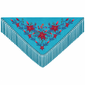Mantoncillo Flamenco Mini Turquesa Bordado – Hoja Azul