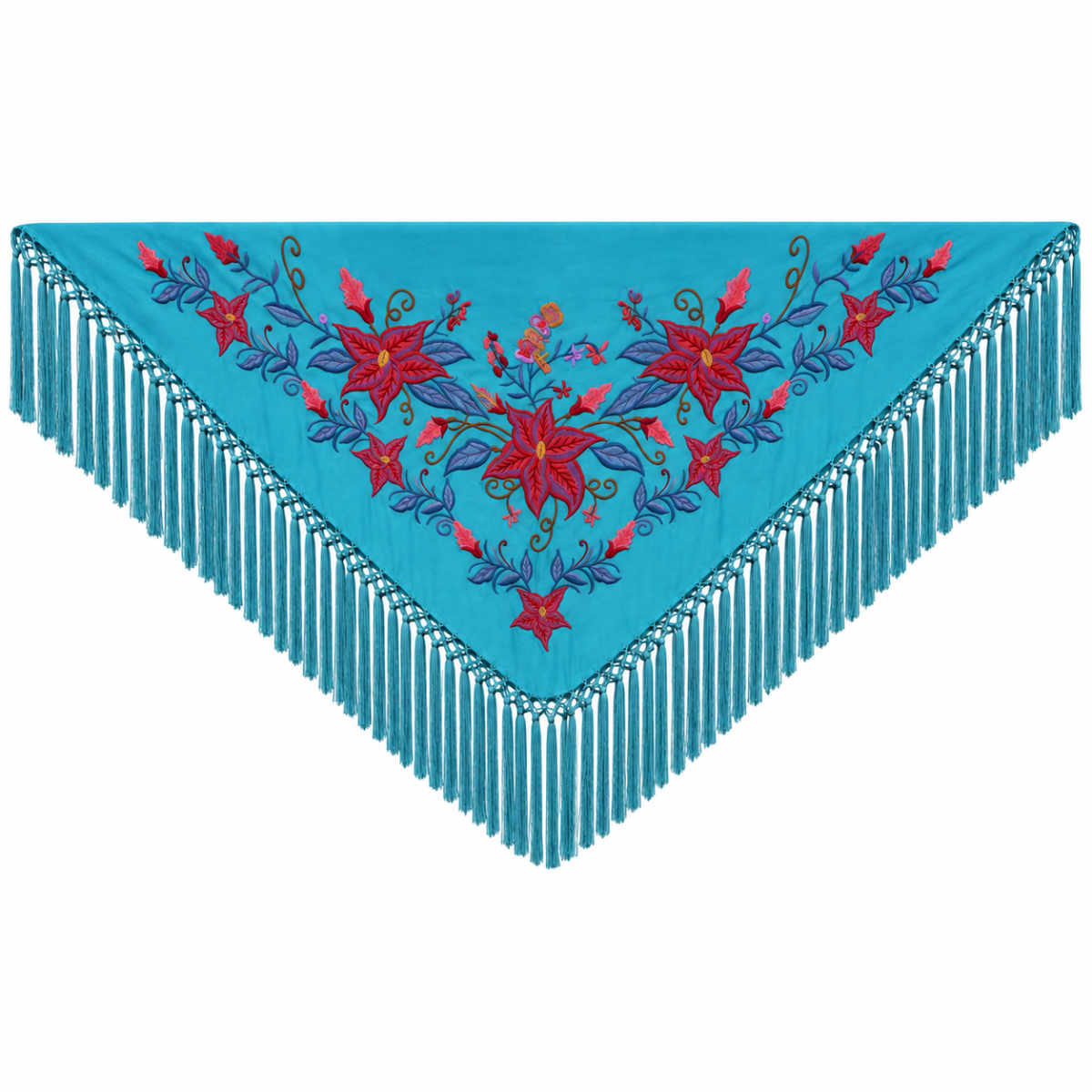 Mantoncillo Flamenco Mini Turquesa Bordado – Hoja Azul - Imagen 2