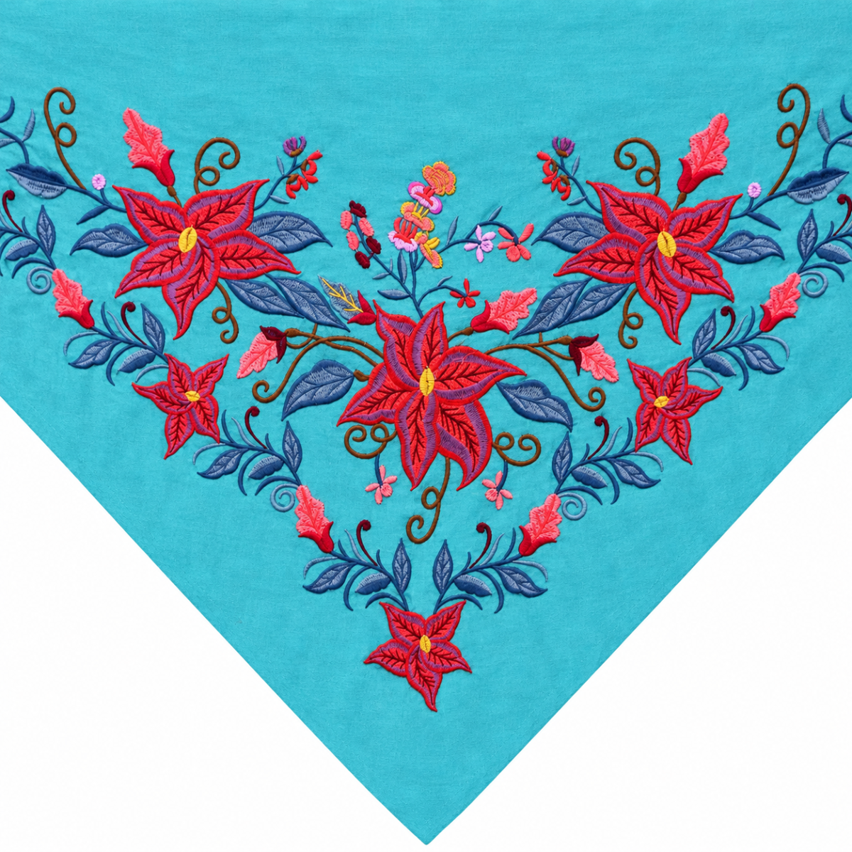 Mantoncillo Flamenco Mini Turquesa Bordado – Hoja Azul - Imagen 5