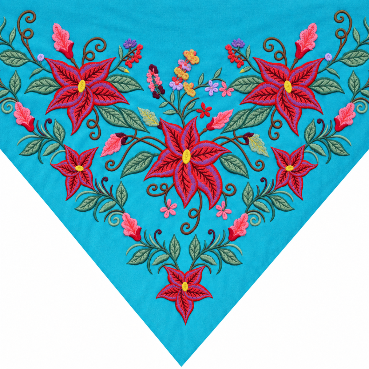 Mantoncillo Flamenca Mini Turquesa– Bordado Hoja Verde - Imagen 5