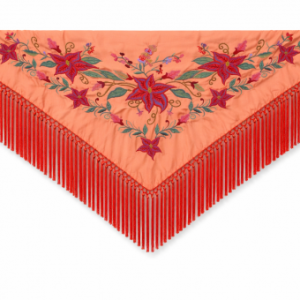 Mantoncillo de Flamenca Bordado “Flor Imperial” en Color Mandarina.