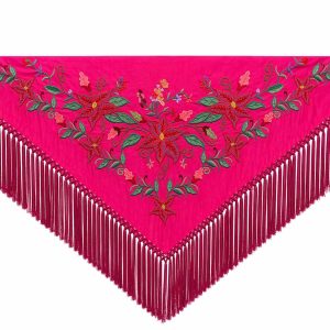 Mantoncillo de Flamenca Bordado “Flor Imperial” en color Buganvilla Verde