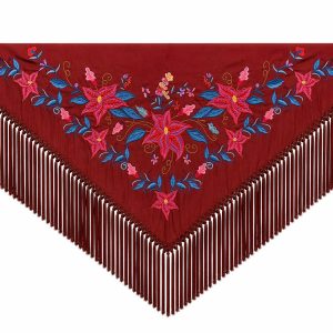 Mantoncillo de Flamenca Bordado “Flor Imperial” en color Burdeos Azulón