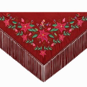 Mantoncillo de Flamenca Bordado “Flor Imperial” en color Burdeos Verde