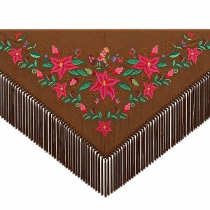 Mantoncillo de Flamenca Bordado “Flor Imperial” en color Chocolate Verde