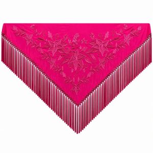 Mantoncillo de Flamenca Bordado “Flor Imperial” en color Fucsia
