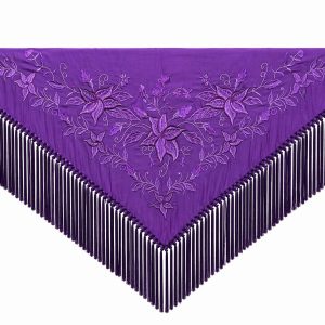 Mantoncillo de Flamenca Bordado “Flor Imperial” en color Morado Monocolor