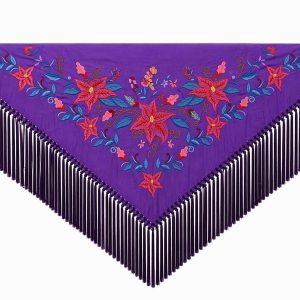 Mantoncillo de Flamenca Bordado “Flor Imperial” en color Morado Azulón