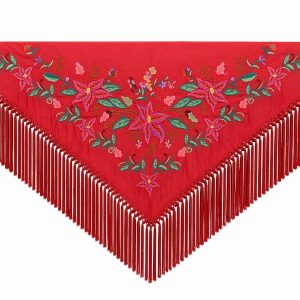 Mantoncillo de Flamenca Bordado “Flor Imperial” en color Sangre Verde