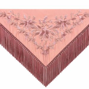 Mantoncillo de Flamenca Bordado “Flor Imperial” en color Rosa Palo