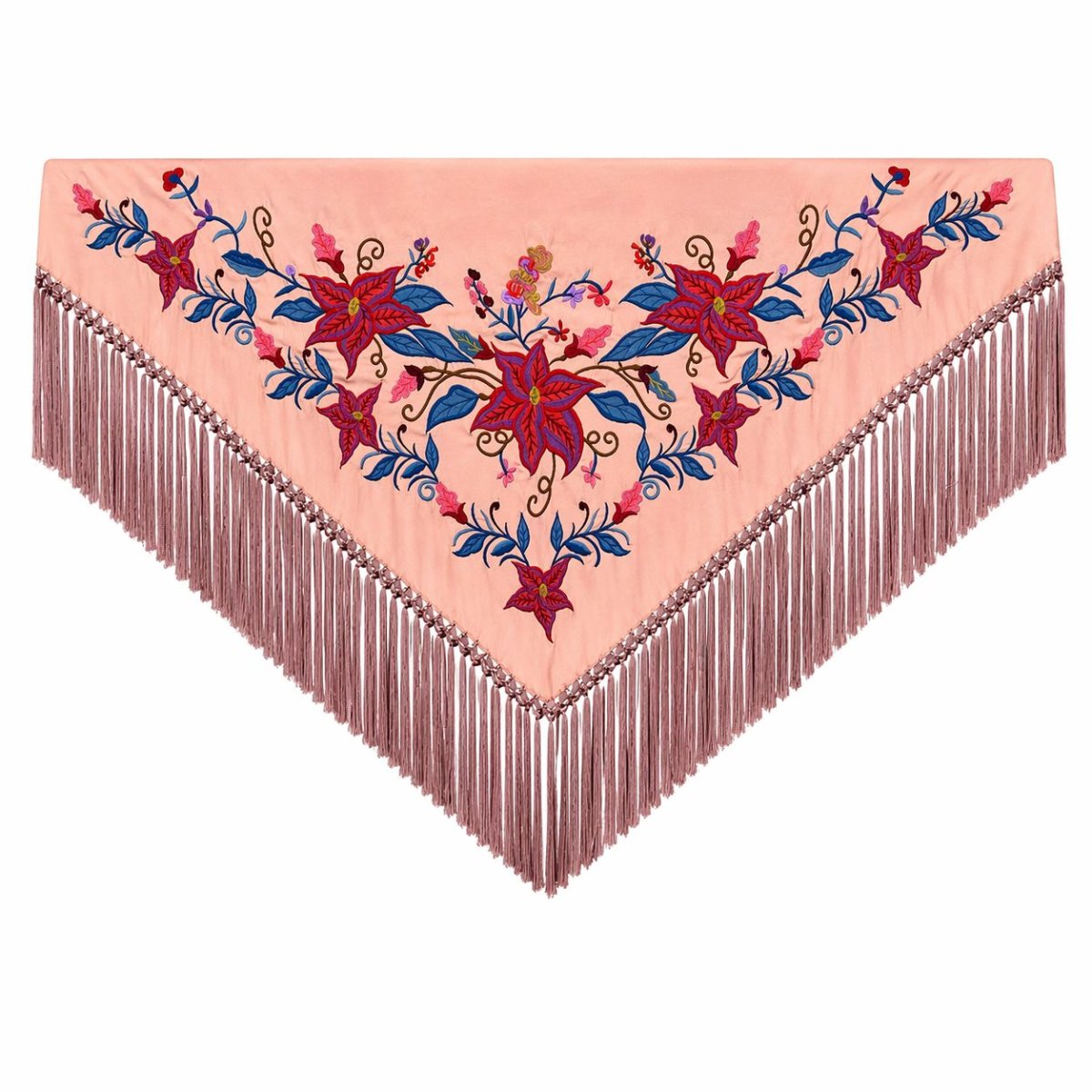 Mantoncillo de Flamenca Bordado “Flor Imperial” en color Rosa Palo Azulón - Imagen 2