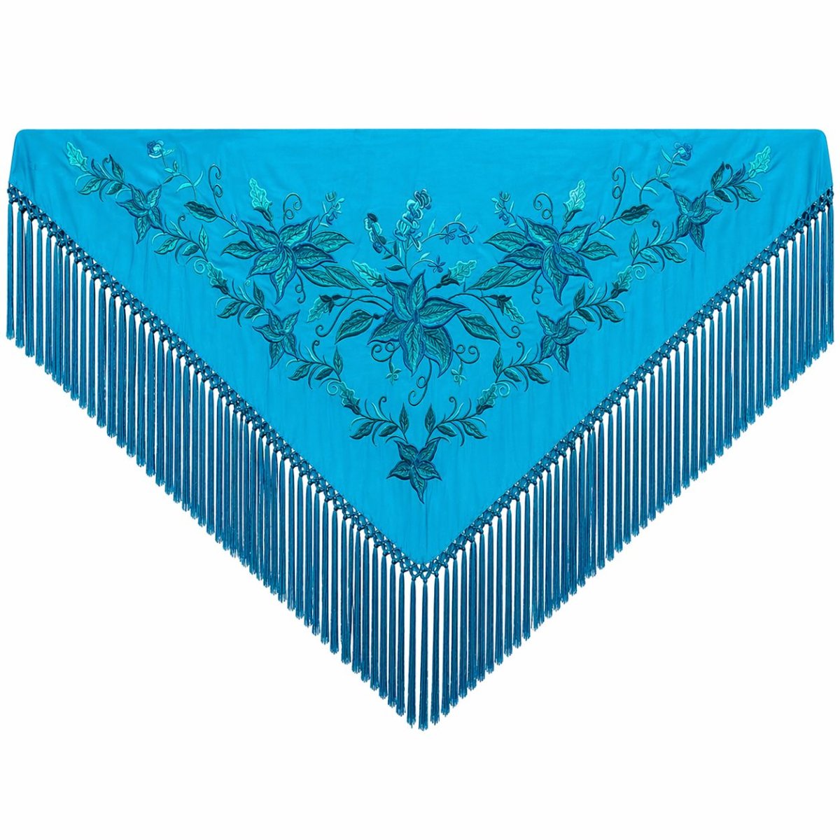 Mantoncillo de Flamenca Bordado “Flor Imperial” en color Turquesa