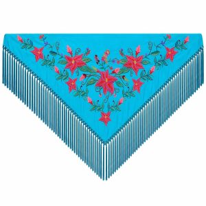 Mantoncillo de Flamenca Bordado “Flor Imperial” en color Turquesa Verde