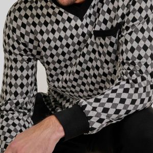 Pijama hombre invierno negro a rombos