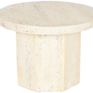 Mesa Auxiliar Redonda Magnesia Estilo Travertino Beige