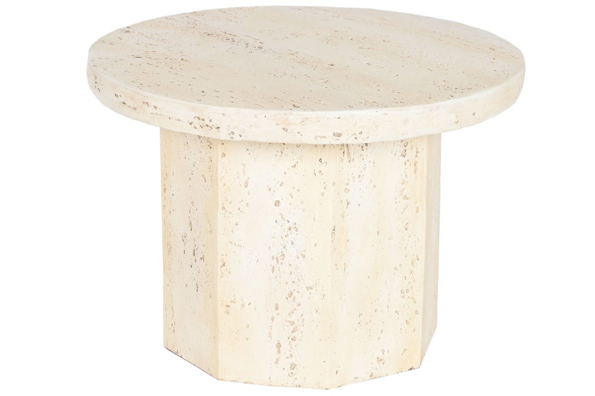 Mesa Auxiliar Redonda Magnesia Estilo Travertino Beige - Imagen 3