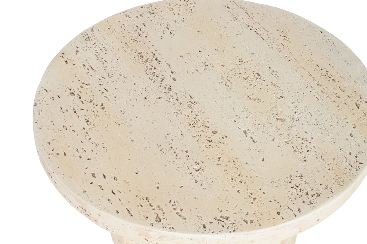 Mesa Auxiliar Redonda Magnesia Estilo Travertino Beige - Imagen 4