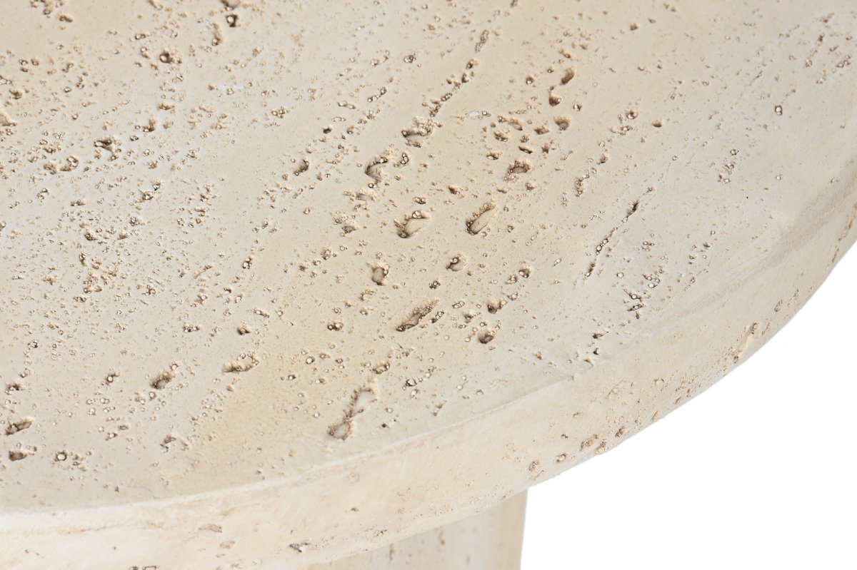 Mesa Auxiliar Redonda Magnesia Estilo Travertino Beige - Imagen 5