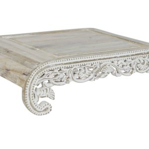 Mesa Auxiliar Baja de Mango Decapado Blanco Étnico 89×63,5 cm