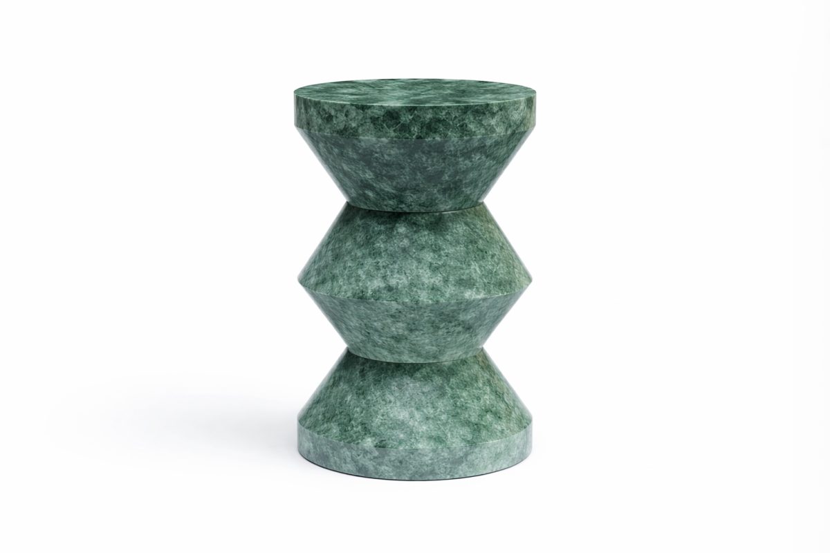 Mesa Auxiliar Escultórica de Mármol Verde - Imagen 2