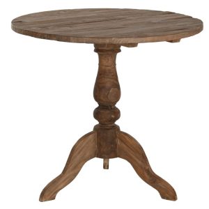 Mesa Auxiliar de Teca Natural y Velador de Diseño Rústico