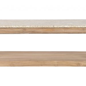 Mesa de Centro Rectangular de Madera Reciclada y Mármol Beige