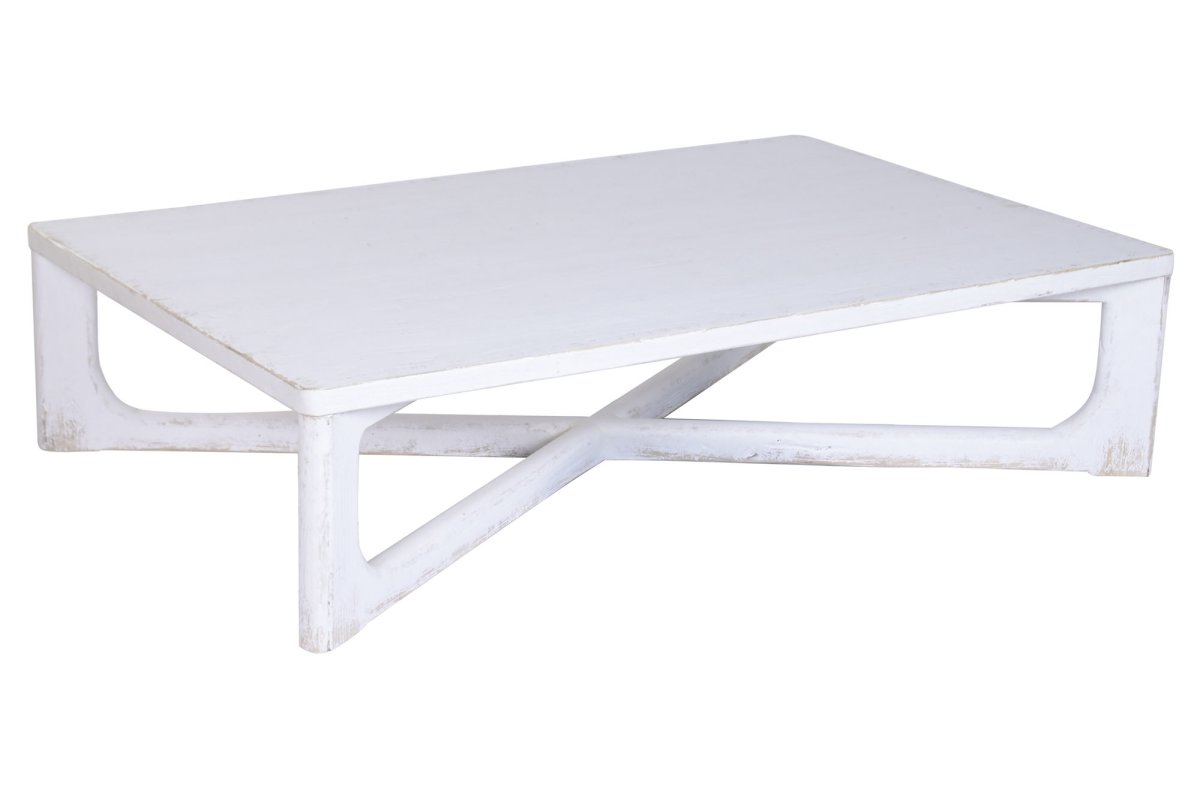 Mesa de Centro Olmo Macizo en Blanco Decapado 170x109x41 cm - Imagen 5