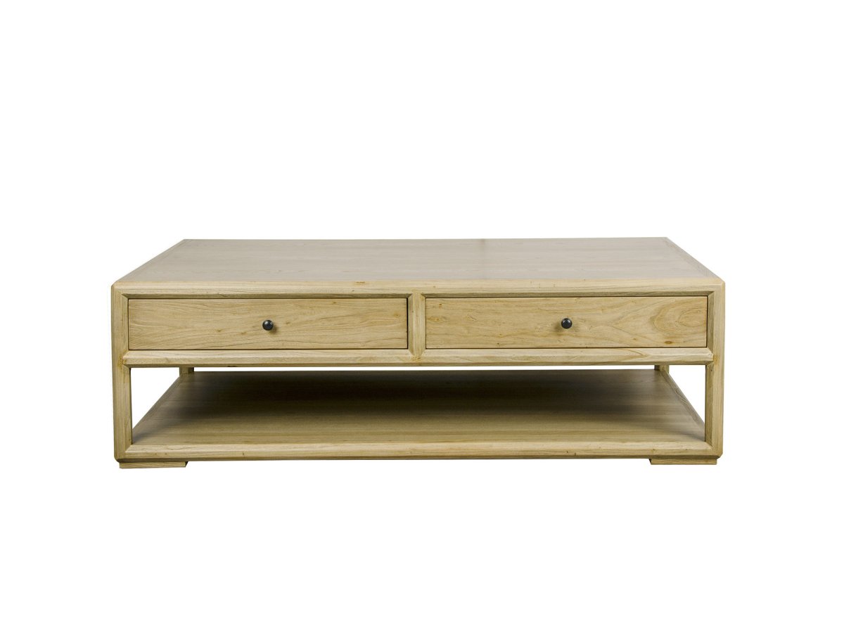 Mesa de Centro de Olmo Natural con Cajones de Almacenamiento - Imagen 2